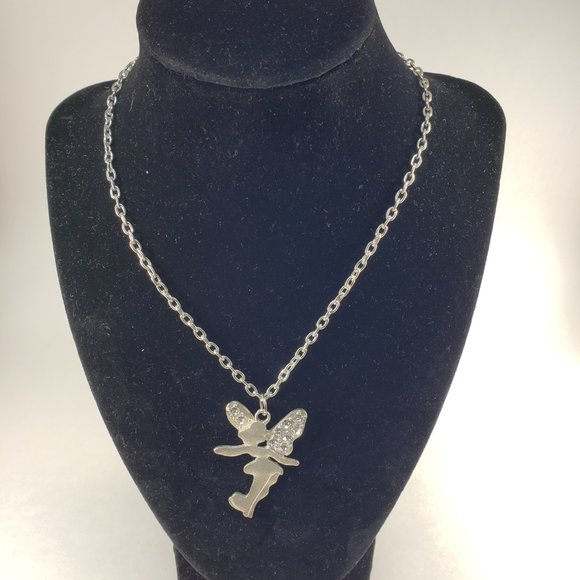 Unbranded Jewelry - 28" Silver Necklace with fairy and Rhinestone